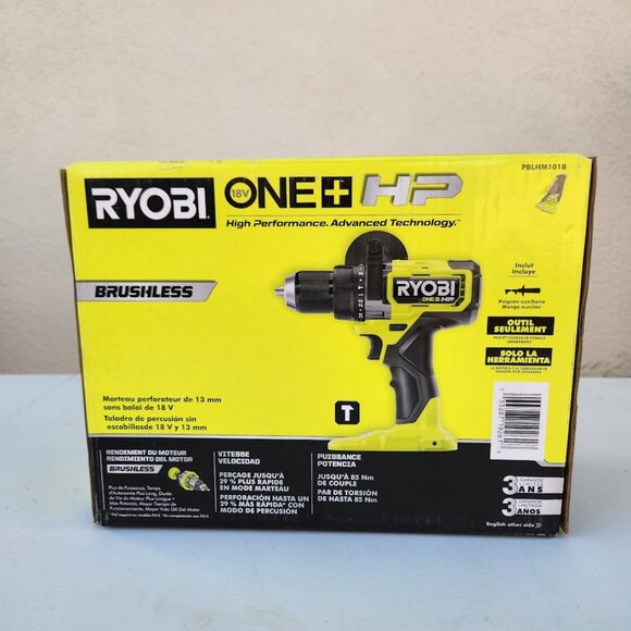 New RYOBI ONE+ HP 18V Brushless Cordless 1/2 in. Hammer Drill Power Tool Only Br - Picture 2 of 16